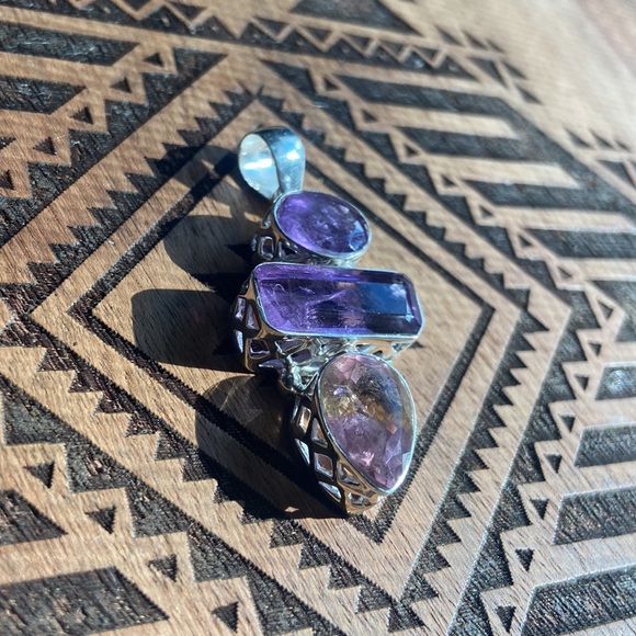 Amethyst & Ametrine 925 Sterling Silver pendant - Picture 5 of 9